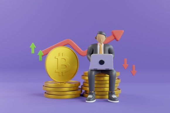 3D Bitcoin with Up and Down Arrows: A Versatile Design Element for Modern Digital Projects