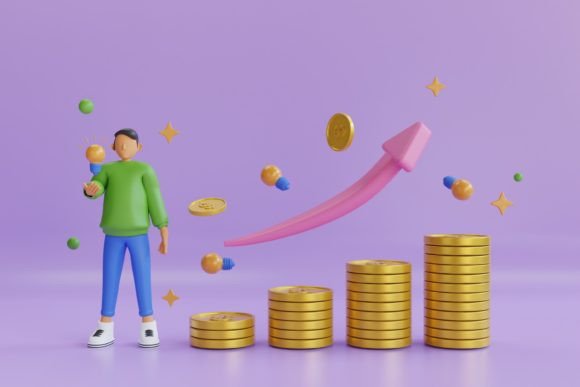 3D Graph Up Arrow on Coin Stacks: A Versatile Visual Tool