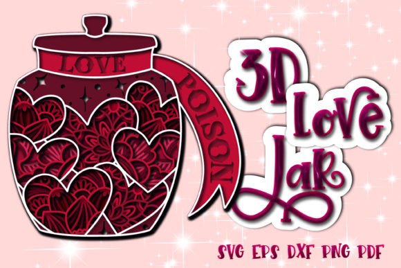 3D Love Poison Jar Layered SVG Design for Creative Projects
