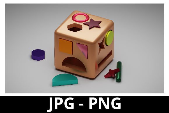 3D Rendered Shape Box Toy for Creative Design Projects