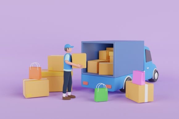 3D Rendering of Delivery Man and Boxes: A Versatile Visual Tool