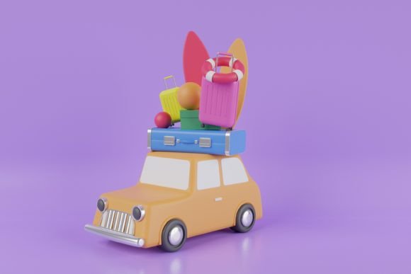 3D Retro Car Full of Things - Travelling: A Versatile Design for Modern Use