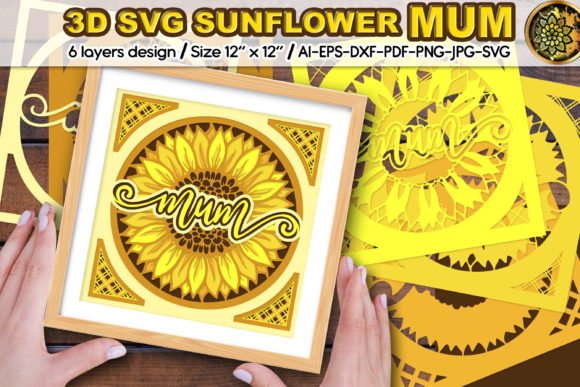 3D SVG Sunflower MUM Layered Cut Files