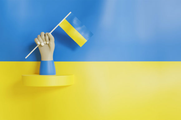Background of Hands Holding Ukraine Flag: A Powerful 3D Visual Element for Web and Social Media