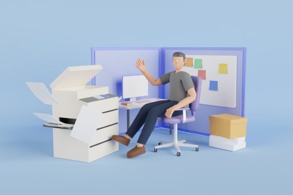 How 3D Illustration of Busy Office Worker Enhances Modern Visual Communication