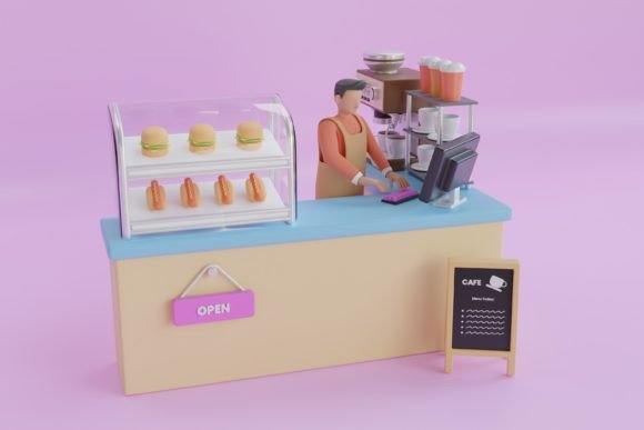 How to Use a 3D Illustration of Coffee Shop in Real-World Projects